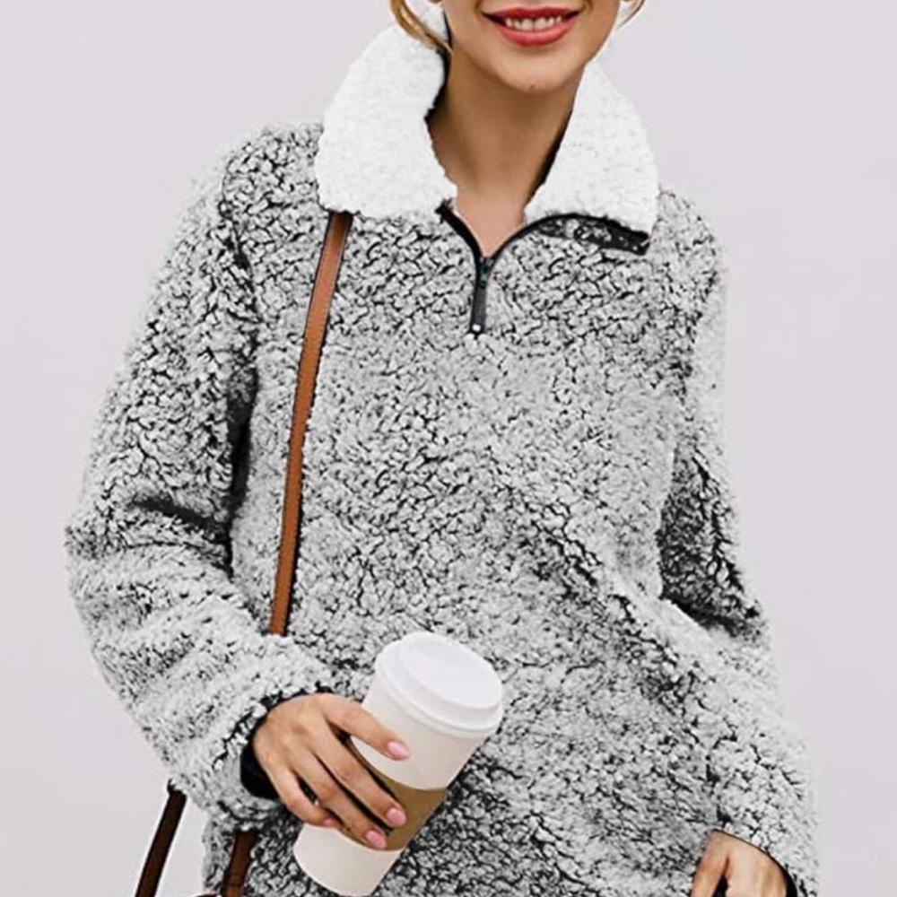 NWT Women's Gray Sherpa Fleece Jacket